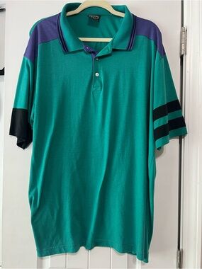 90’s vintage Short Sleeve Chip Beck Collection Teal and Purple shirt size 3XL